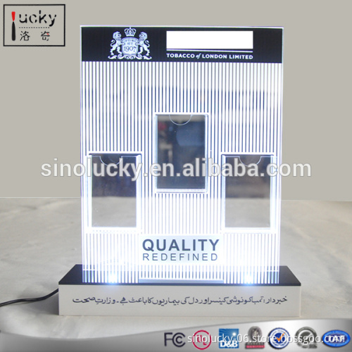 Acrylic Material Cigarette LED Light-up Display Stand With Customized Brand